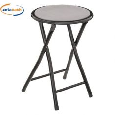 SGABELLO PIEGHEVOLE IN METALLO E VELLUTO GRIGIO H 45 CM