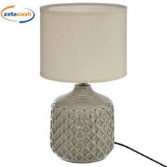 LUME CON BASE IN CERAMICA TORTORA E PARALUME BEIGE