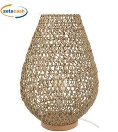 LAMPADA CARTA INTRECCIATA STRUTTURA METALLO BEIGE H55 D37,5