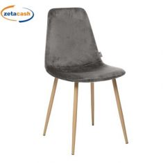 SEDIA IN VELLUTO GRIGIO CON GAMBE IN METALLO CM 53X45XH87