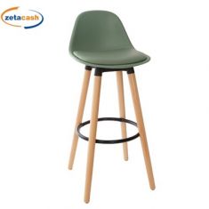 SGABELLO BAR CON SEDUTA VERDE GAMBE IN LEGNO 43X40 CM H 92CM