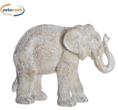 STATUA DECORATIVA ELEFANTINO RESINA BIANCO H15CM
