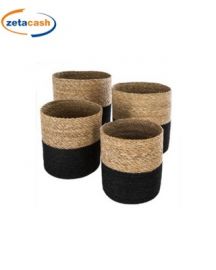 CESTA JUTA NERO E MARRONE DIAM 18 X H 18 CM