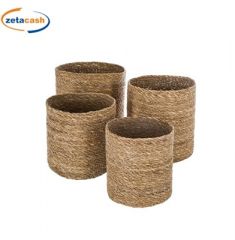 CESTE PAGLIA CILINDRICI CON MANICI SET 4 PEZZI