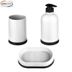 SET BAGNO BIANCO PORTASAPONE PORTASAPONETTA PORTASPAZZOLINI
