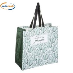 BUSTA SPESA IN TNT CON STAMPA FOGLIE CM 44X20XH42