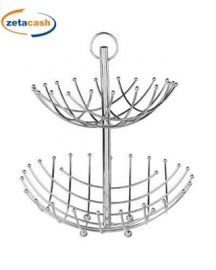 ALZATA PORTA FRUTTA IN METALLO CROMATO 2 PIANI CM 35X39