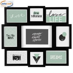 CORNICE PORTAFOTO LEGNO NERA 9 QUADRANTI 44X49 CM