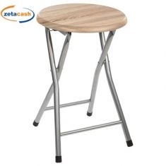 SGABELLO PIEGHEVOLE CON STRUTTURA IN ACCIAIO E SEDUTA IN MDF