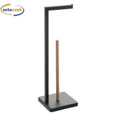 PORTAROTOLO E RISERVA IN METALLO NERO E BAMBOO