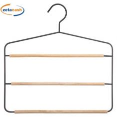 GRUCCIA IN METALLO BIANCO CON 3 ASTE IN LEGNO CM 34X 36