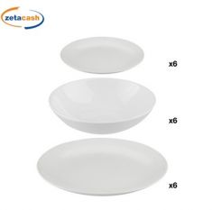 SERVIZIO 18 PIATTI CERAMICA TINTA UNITA BIANCO