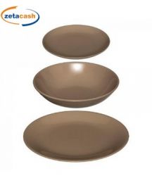 SERVIZIO PIATTI IN CERAMICA TORTORA CHIARO 18 PEZZI