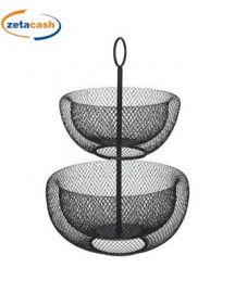 ALZATA PORTA FRUTTA IN METALLO NERO 2 PIANI