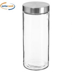 BARATTOLO IN VETRO CON COPERCHIO IN ACCIAO INOX DIAM 11 H28