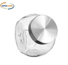 ZUCCHERIERA IN VETRO CON COPERCHIO IN ACCIAIO CM 16x12xh16