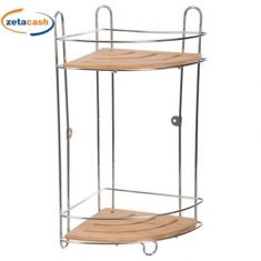 MENSOLA PORTAOGGETTI METALLO E BAMBOO 2 PIANI CM28X19X40