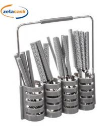 SERVIZIO POSATE CON STEND GRIGIO 24 PEZZI