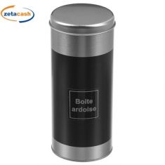 BARATTOLO IN LATTA CON COPERCHIO ARGENTO E NERO CM 7 XH18