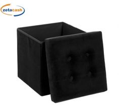 POUF LYSANDRE PIGHEVOLE VELLUTO IMBOTTITO NERO H38X38X38