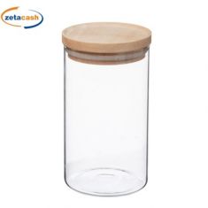 BARATTOLO VETRO TAPPO LEGNO CHIUSURA ERMETICA 1LT