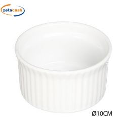 PIROTTINO IN CERAMICA BIANCA COSTOLATO DIAM 8 X H 4 CM