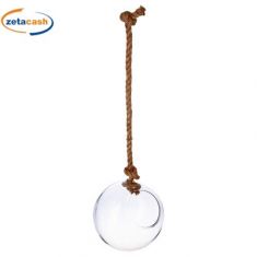 AMPOLLA IN VETRO TRASPARENTE CON FORO E CORDA DIAMETRO 20 CM