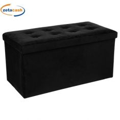 PANCA RETTANGOLARE NERA IN VELLUTO CON COPERCHIO 76 X 37 CM