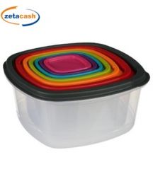 CONTENITORI SALVA FRESCHEZZA QUADRATI CON COPERCHI 7 PEZZI