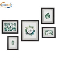 CORNICI PORTAFOTO NERE IN LEGNO SET 5 PEZZI