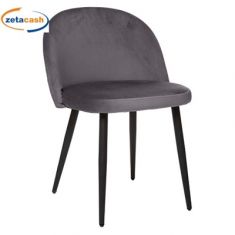 SEDIA NAEL IN VELLUTO GRIGIO CON GAMBE IN METALLO H 75 CM