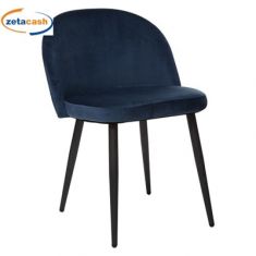 SEDIA NAEL IN VELLUTO BLU CON GAMBE IN METALLO H 75 CM
