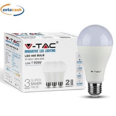 3 LAMPADINE A65 E27 15W PLASTIC BULB 3000K