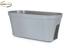 FIORIERA RETTANGOLARE DA RINGHIERA MONACO GRIGIA 60X26X24 CM