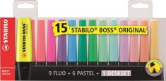 EVIDENZIATORI STABILO 15 PZ. IN COLORI SET DA SCRIVANIA