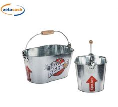 SECCHIO OVALE COLD BEER METALLO IMPUGNAT LEGNO 33x20xH17 CM