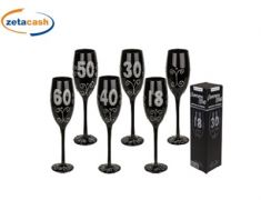 CALICE DA SPUMANTE CON SCRITTA ARGENTATA GLITTER H24 CM ASS