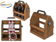 PORTABOTTIGLIE IN LEGNO CON APRIBOTTIGLIE MANICO METALLO