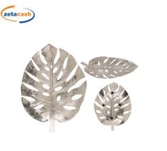 CENTROTAVOLA METALLO SILVER A FOGLIA 32X25 CM