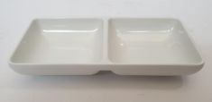 PIATTINO IN MELAMINA BIANCO 2 SCOMPARTI 14 X 7 CM