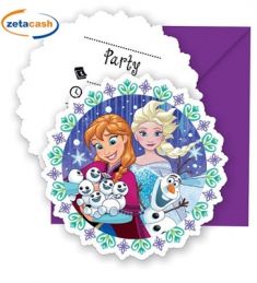 BIGLIETTI DI INVITO FROZEN 6 BIGLIETTI CON BUSTA