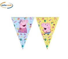 FESTONE BANDIERINE TRIANGOLARI PLASTIFICATE PEPPA PIG 2,3 MT