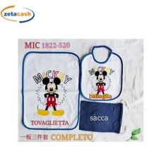 TOVAGLIETTA SACCHETTO E BAVETTA MICKEY MOUSE 3 PEZZI