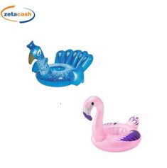 PORTABIBITE GONFIABILE CIGNO BLU E FENICOTTERO ROSA