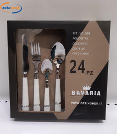 POSATE 24 PZ MANICO PLASTICA BIANCO