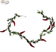 GHIRLANDA DECORATIVA CON PEPERONCINI E FOGLIE H180 CM