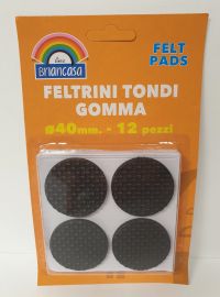 FELTRINI TONDI IN GOMMA 12 PEZZI DA 40 MM.