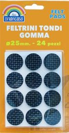 FELTRINI 24 PZ. TONDI GOMMA. D. 25mm - S. 4mm
