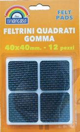 FELTRINI QUADRATI IN GOMMA 12 PEZZI cm 4