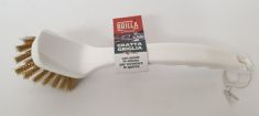 SPAZZOLA GRIGLIA IN OTTONE CON MANICO BIANCO.